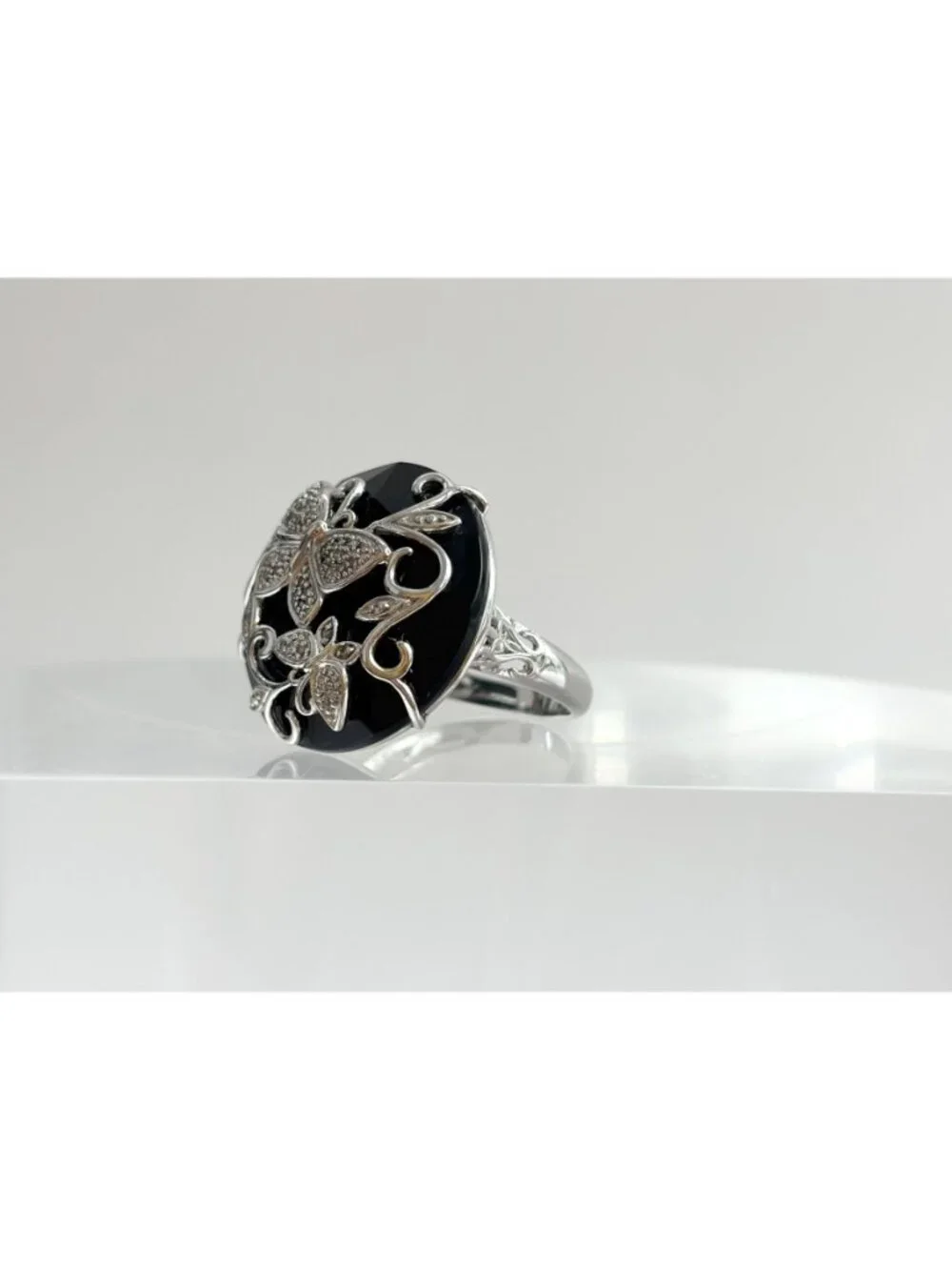 Retired QVC Affinity Diamond 1/10 ct Butterfly Sterling 925 Vintage Ring - sz 9
